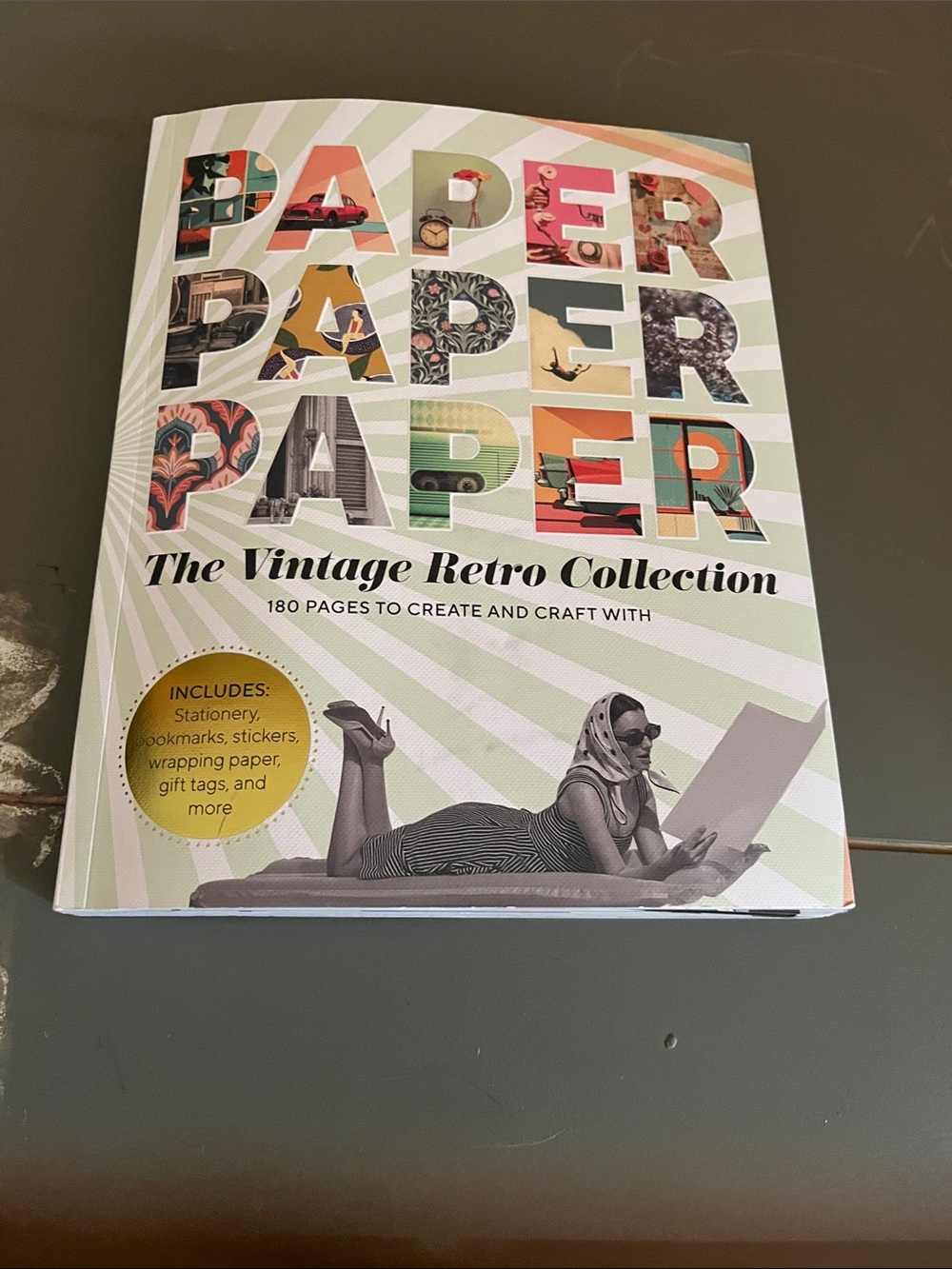 Vintage Retro Paper Craft Book - Green Cover
